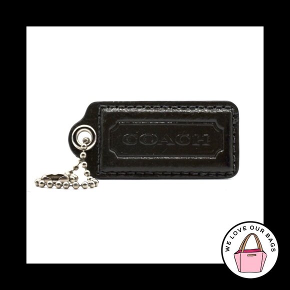 2.25" COACH Army Green Patent Leather Nickel Key Fob Bag Charm Keychain Hang Tag - Picture 1 of 1